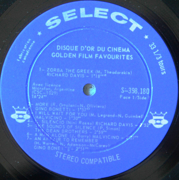 ladda ner album Various - Disque DOr Du Cinéma Golden Film Favorites
