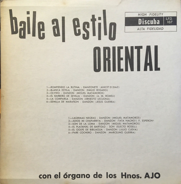 Organo Hermanos Ajo - Baile Al Estilo Oriental | Discuba (L.P.D. 107) - 2