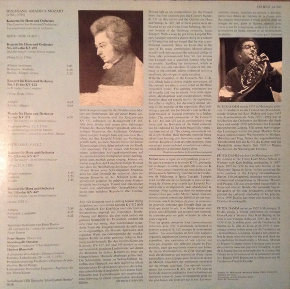 descargar álbum Mozart Peter Damm, Staatskapelle Dresden, Herbert Blomstedt - Die Hornkonzerte