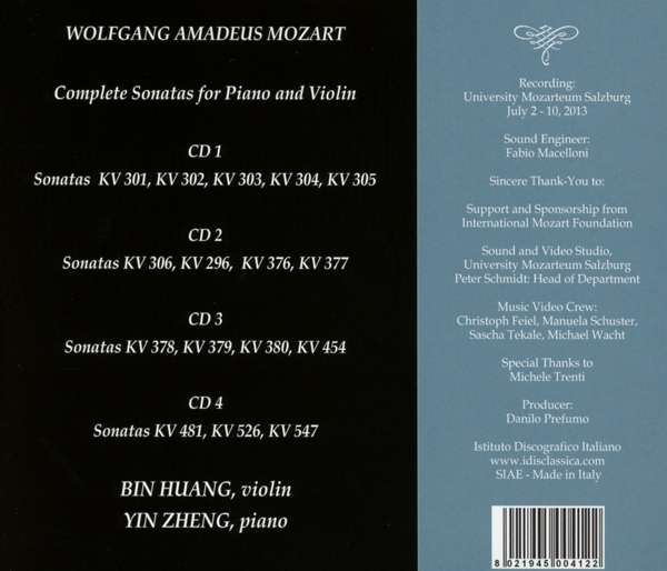 Album herunterladen Wolfgang Amadeus Mozart Bin Huang, Yin Zheng - Complete Sonatas For Piano And Violin