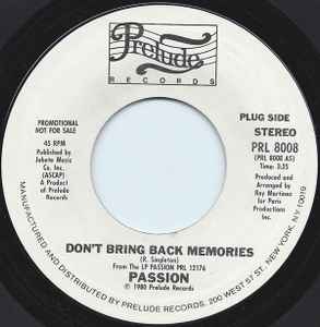 Passion – Don't Bring Back Memories (1980, Vinyl) - Discogs