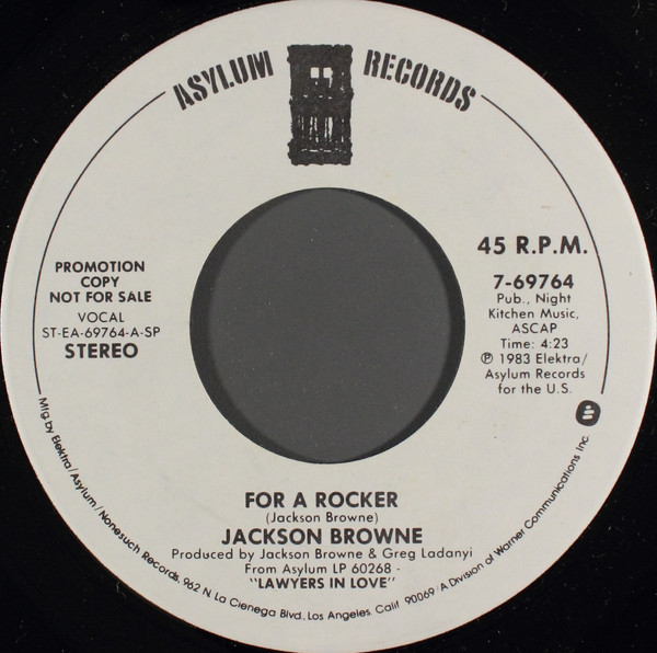 Jackson Browne – For A Rocker (1984, Specialty, SP, Vinyl) - Discogs