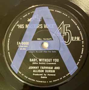 Johnny Farnham and Allison Durbin – Baby, Without You (1971, Vinyl ...