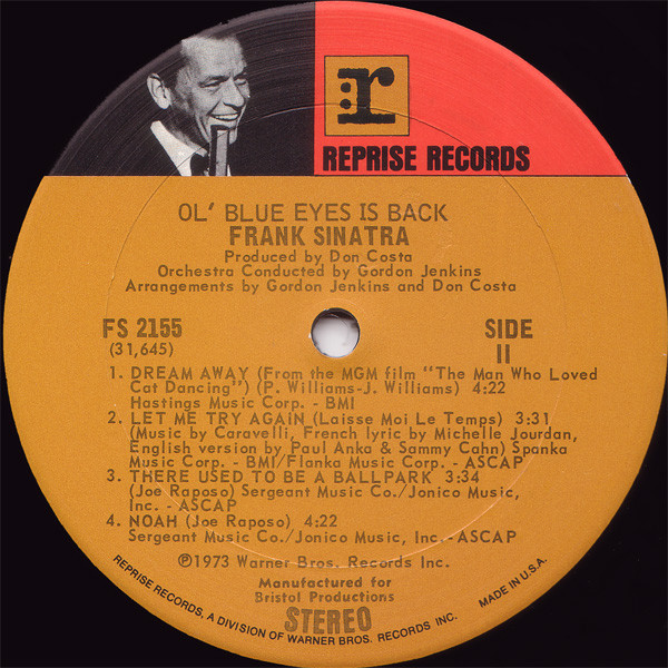 Frank Sinatra - Ol' Blue Eyes Is Back | Reprise Records (FS 2155) - 6