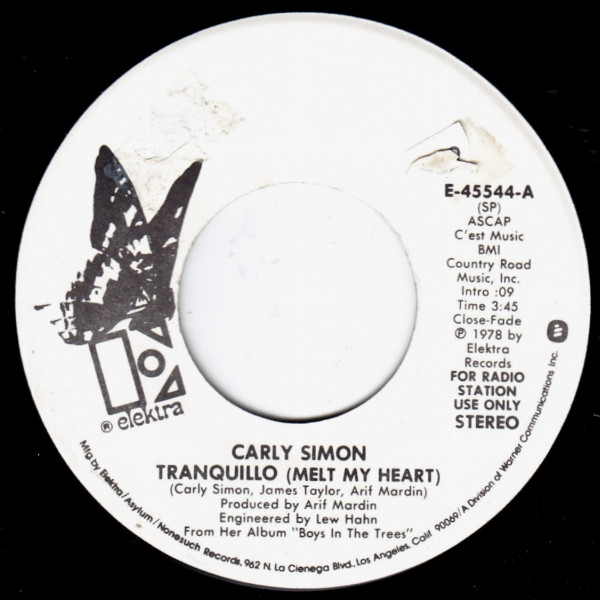 Carly Simon – Tranquillo (Melt My Heart) (1978, Vinyl) - Discogs