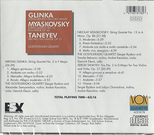 ladda ner album The Gosteleradio Quartet - QuartetsTrio Glinka Myaskovsky Taneyev
