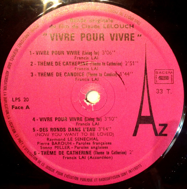 Francis Lai - Vivre Pour Vivre - Bande Originale Du Film | Disc'Az (LPS 20) - 2