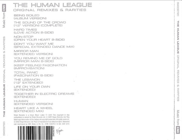 The Human League Original Remixes Rarities 2005 CD Discogs