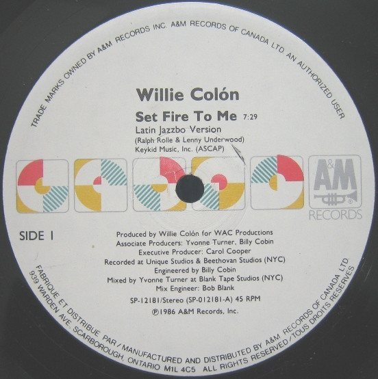 Willie Colón – Set Fire To Me (1986, Vinyl) - Discogs