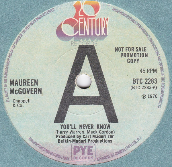 descargar álbum Maureen McGovern - Youll Never Know