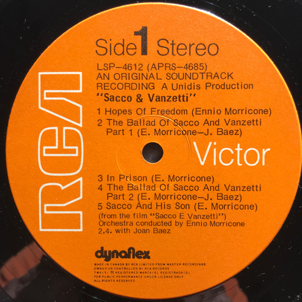 Ennio Morricone - Sacco & Vanzetti (Original Soundtrack Recording) | RCA Victor (LSP-4612) - 3