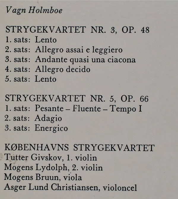 last ned album Vagn Holmboe, Københavns Strygekvartet - Strygekvartetter Nr 3 Opus 48 Nr 5 Opus 66