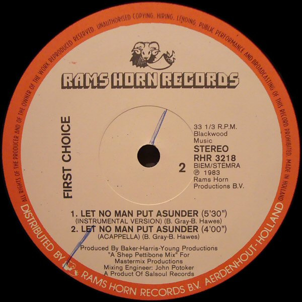 First Choice - Let No Man Put Asunder | Rams Horn Records (RHR 3218) - 2