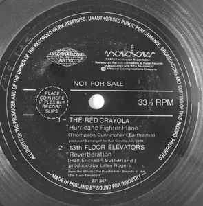 Kosciuszko Afrika formel The Red Crayola / 13th Floor Elevators – Hurricane Fighter Plane /  Reverberation (1978, Flexi-disc) - Discogs