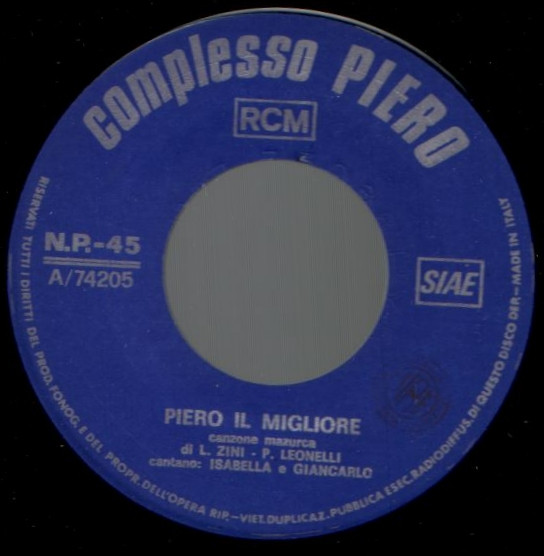 baixar álbum Piero E Il Suo Complesso - Piero Il Migliore Giorgio Il Campione
