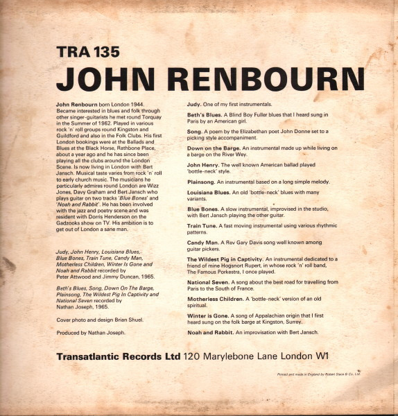 John Renbourn - John Renbourn | Transatlantic Records (TRA 135) - 2