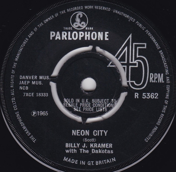 Billy J. Kramer With The Dakotas – Neon City / I'll Be Doggone (1965 