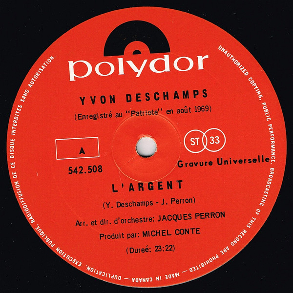 Yvon Deschamps - L'Argent... Ou Le Bonheur | Polydor (542.508) - 4