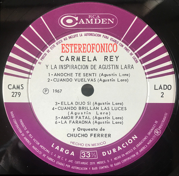 descargar álbum Carmela Rey - Y La Inspiración De Agustin Lara