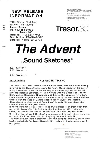 The Advent – Sound Sketches (1998, Vinyl) - Discogs