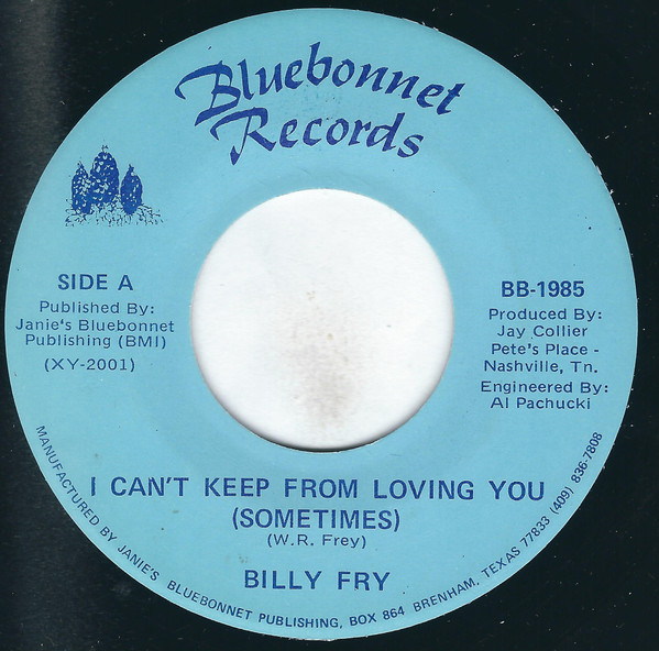 descargar álbum Billy Fry - I Cant Keep From Loving You