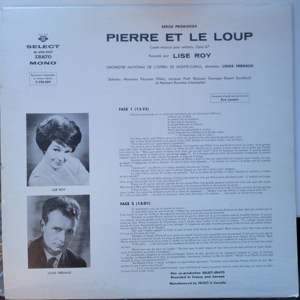 Lise Roy - Pierre Et Le Loup (Serge Prokofiev). | Select (S-298.009) - 2