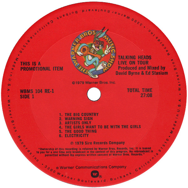 Talking Heads – Live On Tour (1979, Vinyl) - Discogs