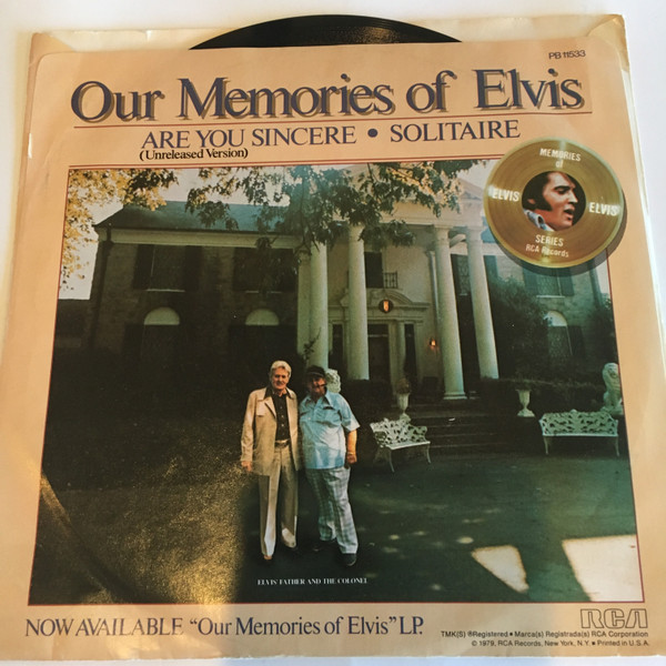 Elvis Presley – Are You Sincere / Solitaire (1979, Vinyl) - Discogs