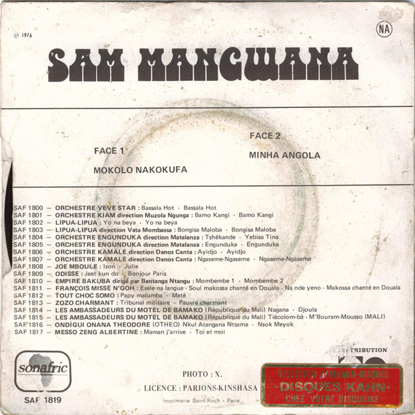 télécharger l'album Sam Mangwana - Mokolo Nakokufa Mina Angola
