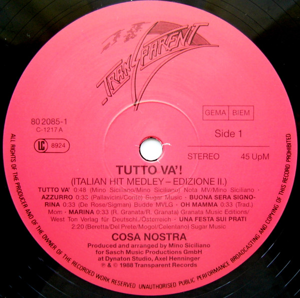 descargar álbum Cosa Nostra - Tutto Va Italian Hit Medley Edizione II