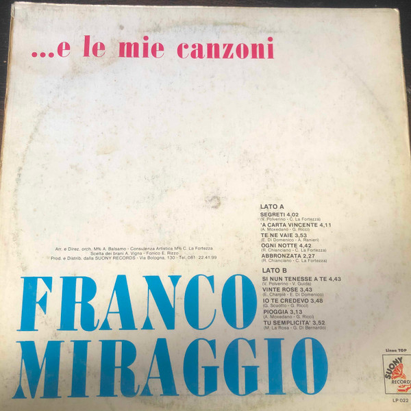 descargar álbum Franco Miraggio - E Le Mie Canzoni