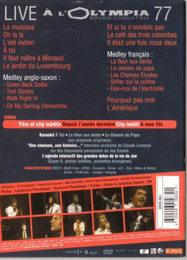 Joe Dassin - À Toi... Live À L'Olympia 77 | Sony BMG Music Entertainment (ZDVD-563) - 2