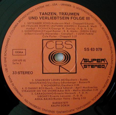 last ned album Barsextett Ralph Dokin - Tanzen Träumen Und Verliebtsein Folge 3