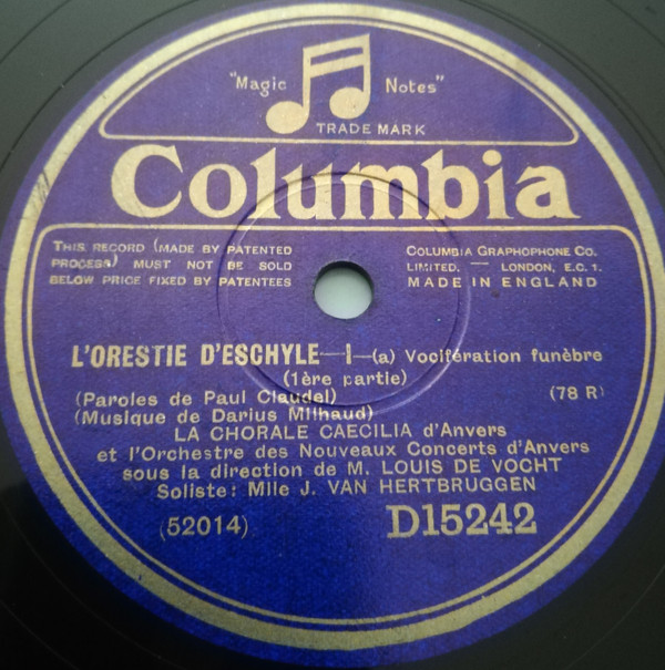 last ned album La Chorale Cæcilia D'Anvers , Et L'Orchestre Des Nouveaux Concerts D'Anvers , Sous La Direction De M Louis de Vocht - LOrestie DEschyle