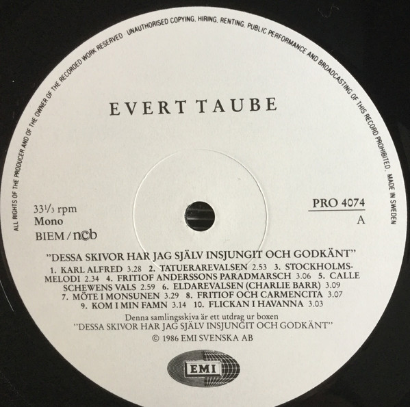 ladda ner album Evert Taube - 20 Utvalda titlar bland de 205 i Evert Taube boxen
