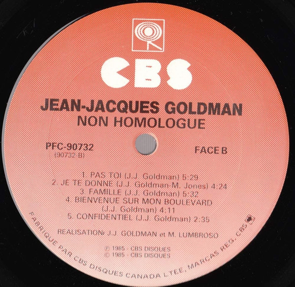 Jean-Jacques Goldman - Non Homologué | CBS (PFC 90732) - 3