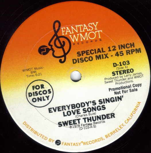 Sweet Thunder – Everybody's Singin' Love Songs (1978, Vinyl) - Discogs