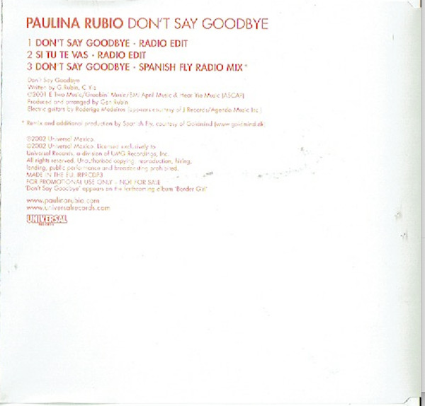 last ned album Paulina Rubio - Dont Say Goodbye