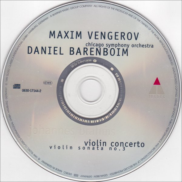 télécharger l'album Brahms Vengerov Barenboim, Chicago Symphony Orchestra - Violin Concerto Sonata No 3