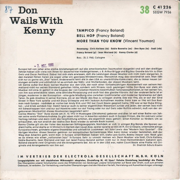 lataa albumi Don Byas - Don Wails With Kenny
