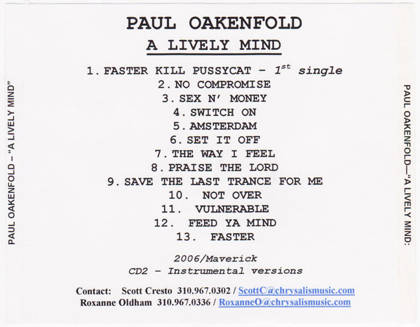 last ned album Paul Oakenfold - A Lively Mind