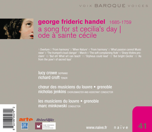 baixar álbum George Frideric Handel Lucy Crowe, Richard Croft, Les Musiciens Du Louvre Grenoble, Marc Minkowski - A Song For Saint Cecilias Day