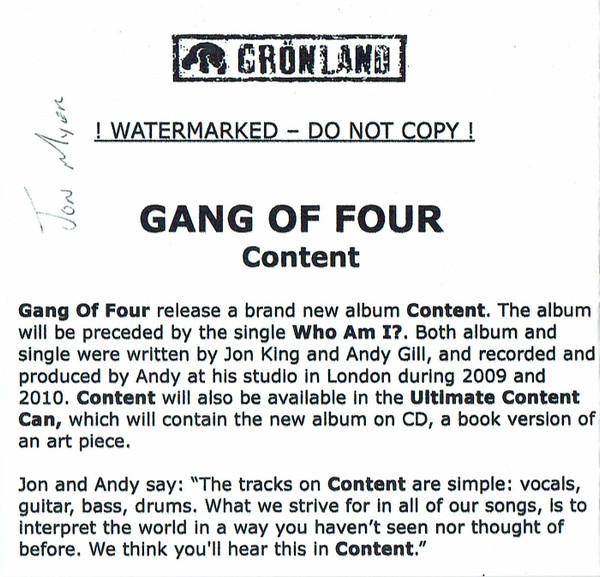 Gang Of Four – Content - Deluxe Can (2011, CD) - Discogs