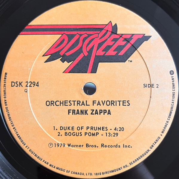 Frank Zappa - Orchestral Favorites | Discreet (DSK 2294) - 4