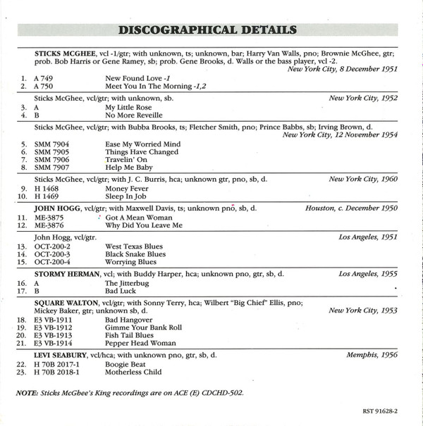 Album herunterladen Sticks McGhee - Volume 2 1951 1960 And The Complete Recorded Works Of John Hogg Stormy Herman Square Walton And Levi Seabury