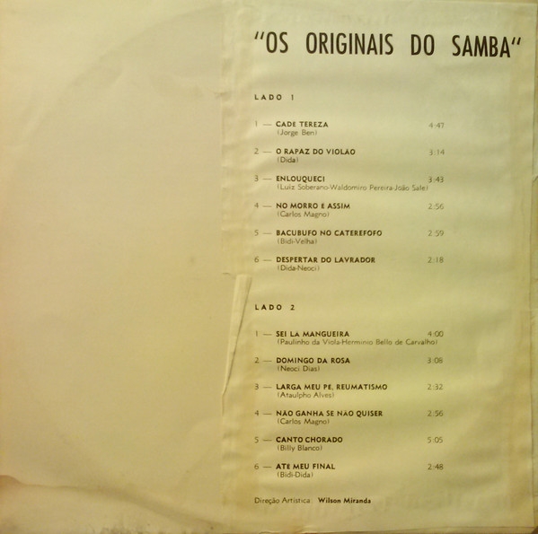 Canto Chorado, Os Originais Do Samba