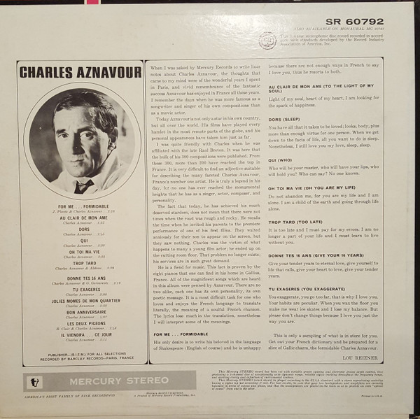 ladda ner album Charles Aznavour - Formidable