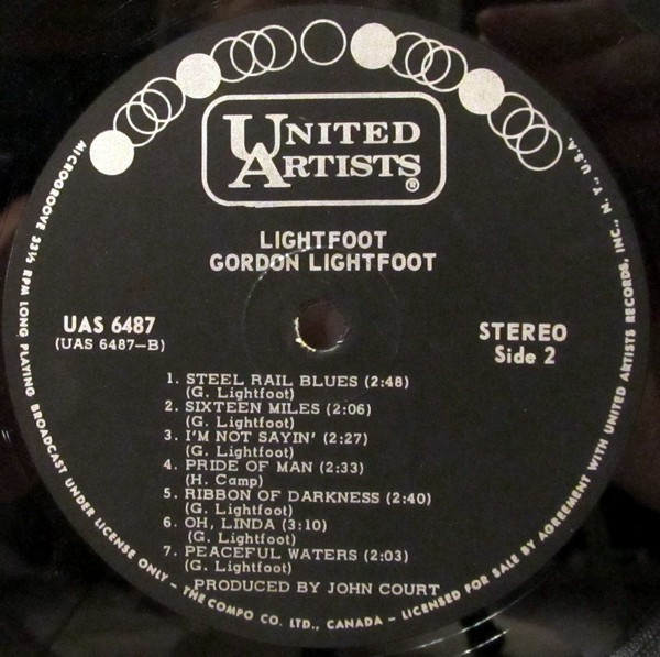 Gordon Lightfoot - Lightfoot | United Artists Records (UAS 6487) - 4