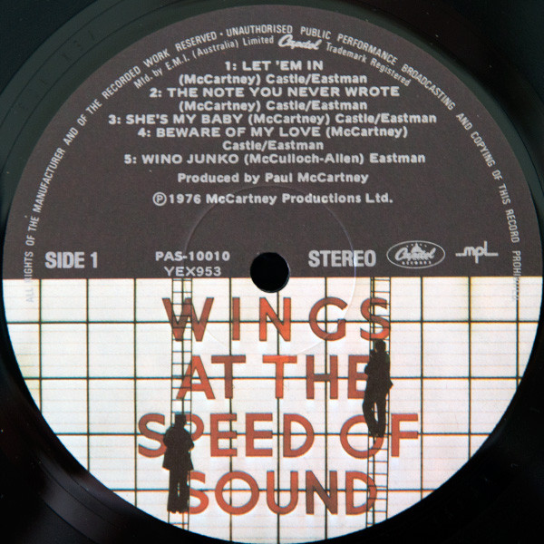 Wings - Wings At The Speed Of Sound | Capitol Records (PAS.10010) - 3