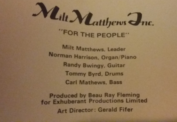 ladda ner album Milt Matthews Inc - For The People